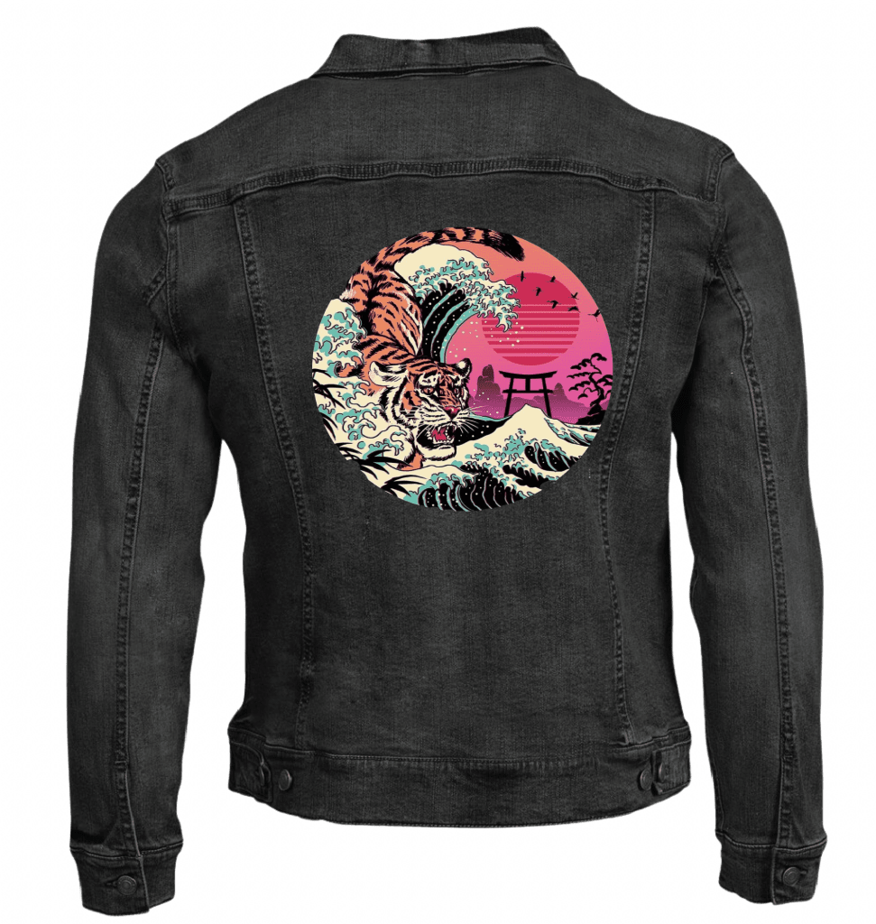 RAD TIGER WAVE by VINCENT TRINIDAD custom denim jacket by DenimINK