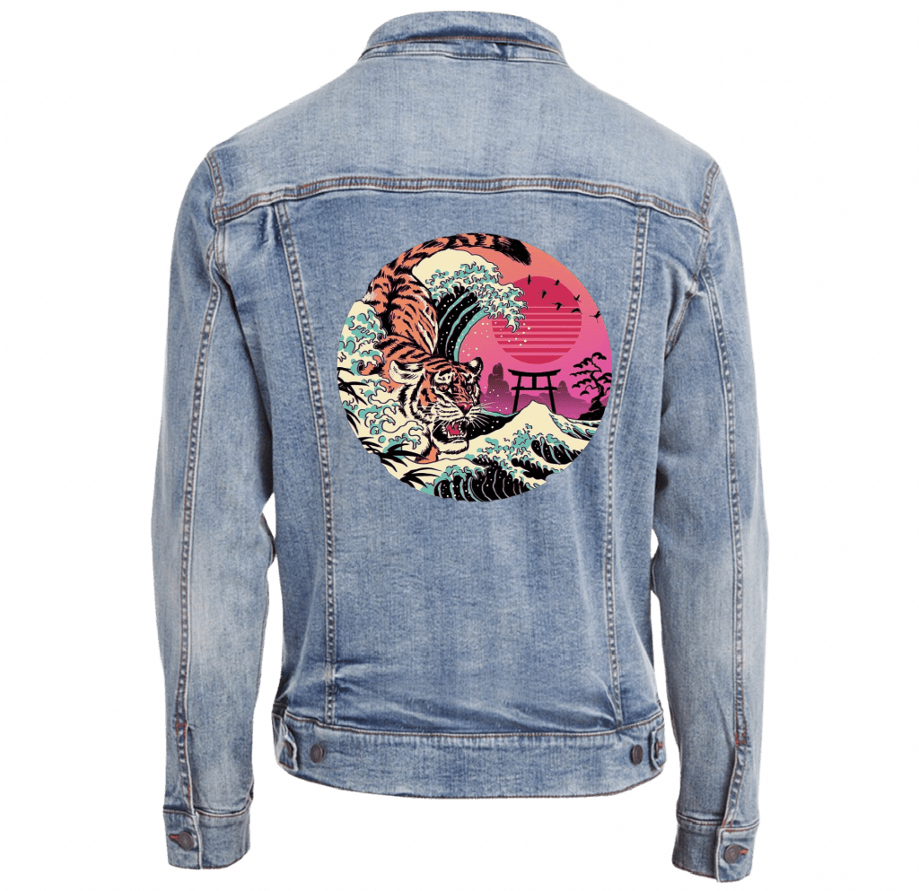 RAD TIGER WAVE by VINCENT TRINIDAD custom denim jacket by DenimINK