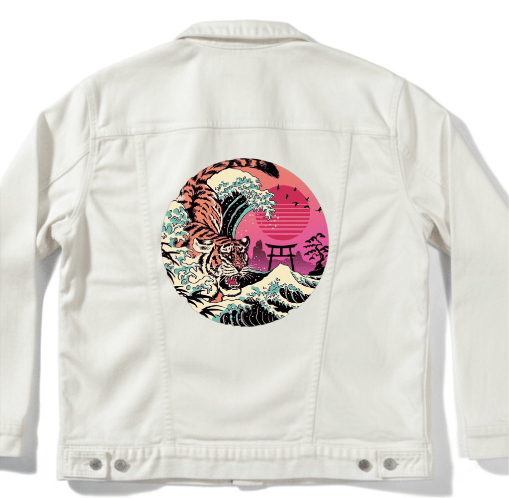RAD TIGER WAVE by VINCENT TRINIDAD custom denim jacket by DenimINK