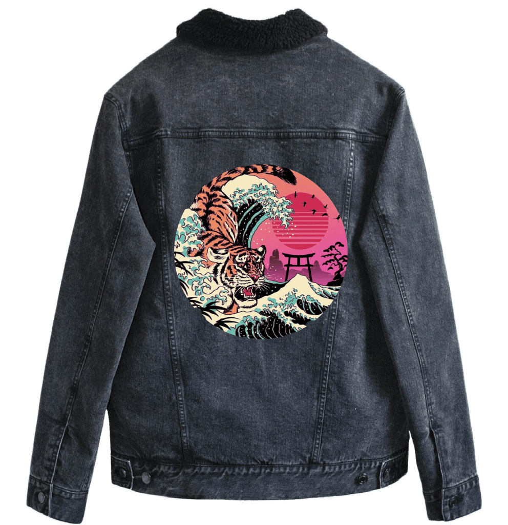 RAD TIGER WAVE by VINCENT TRINIDAD custom denim jacket by DenimINK