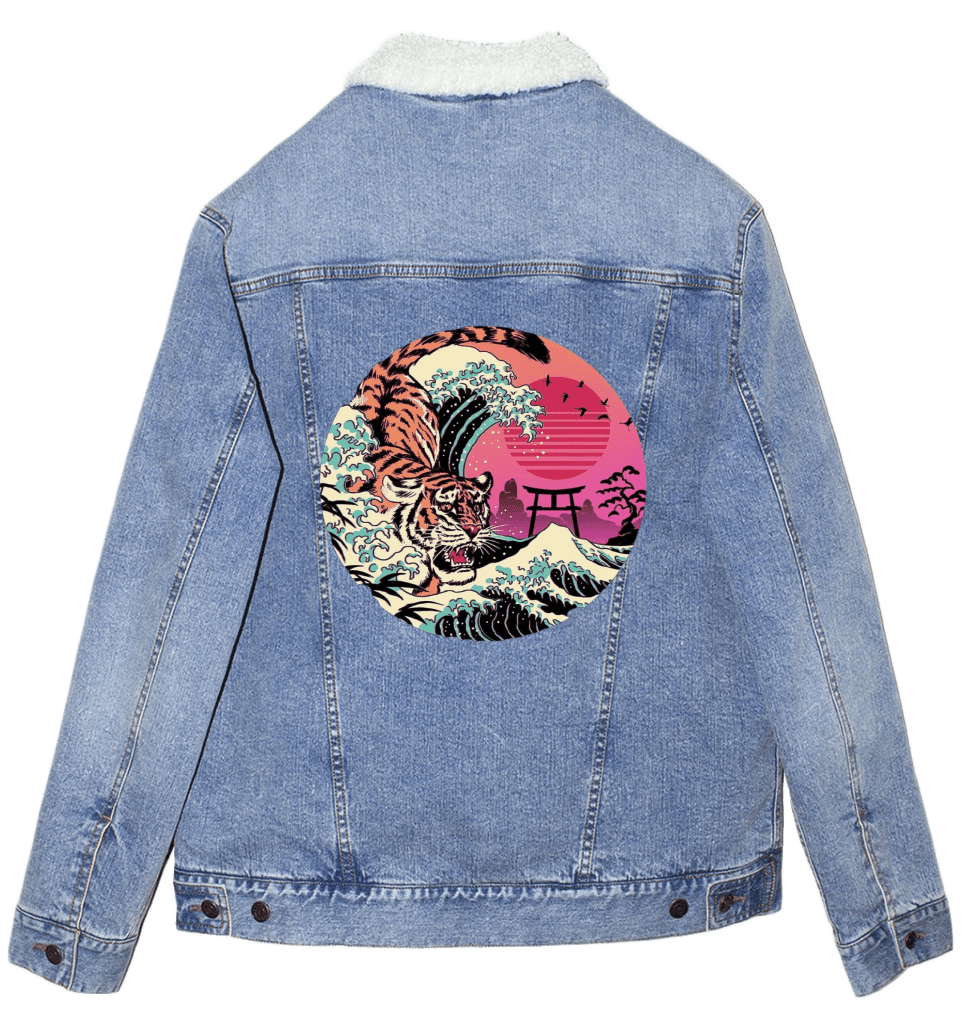 RAD TIGER WAVE by VINCENT TRINIDAD custom denim jacket by DenimINK