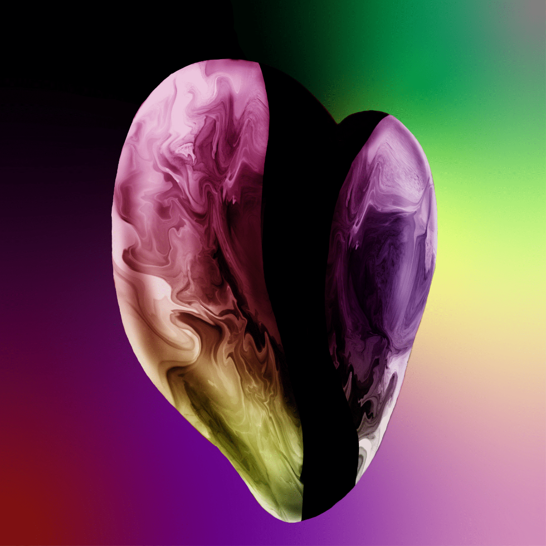 RAINBOW HEART by RaMir DESIGNS,printed by DenimINK on hand-crafted Denim Jackets and other denim products and other denim products: tote bags, throw pillows, table place mats, aprons