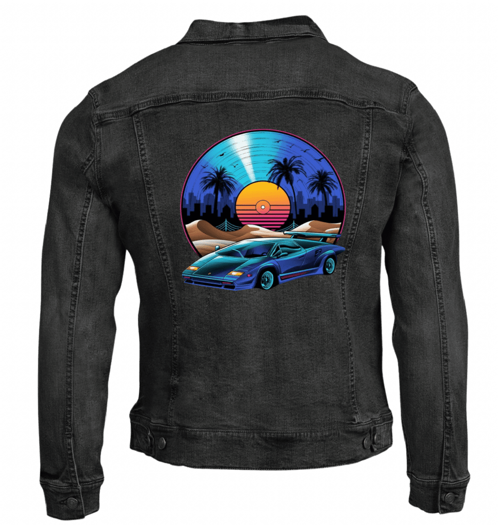 RETRO VINYL SOUNDTRACK by VINCENT TRINIDAD custom denim jacket by DenimINK