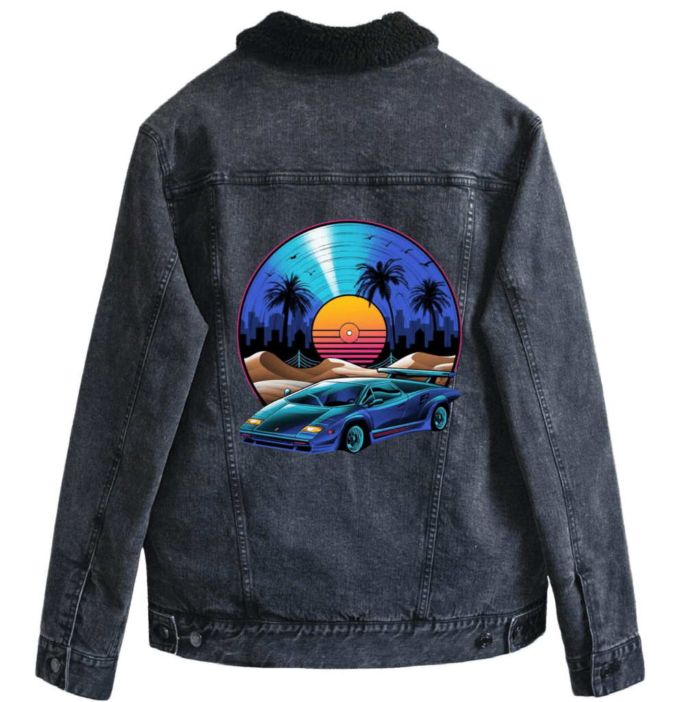 RETRO VINYL SOUNDTRACK by VINCENT TRINIDAD custom denim jacket by DenimINK