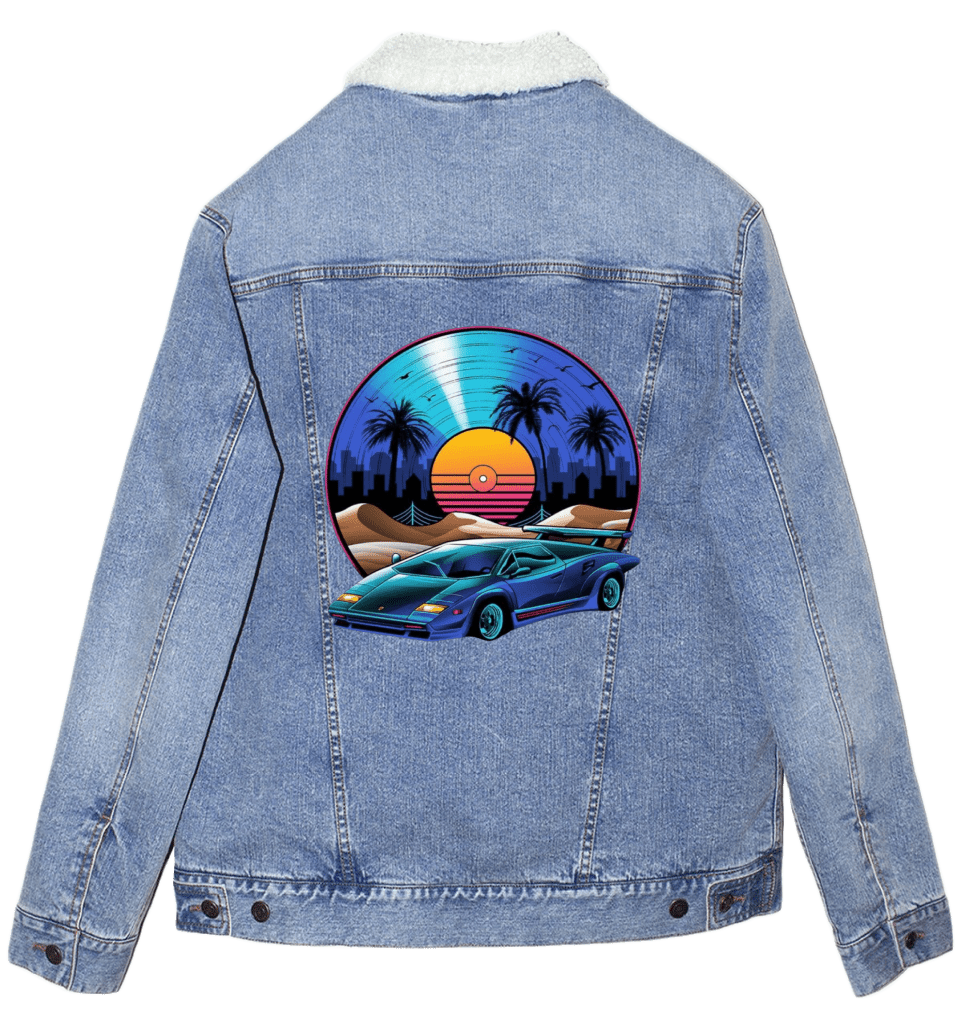 RETRO VINYL SOUNDTRACK by VINCENT TRINIDAD custom denim jacket by DenimINK