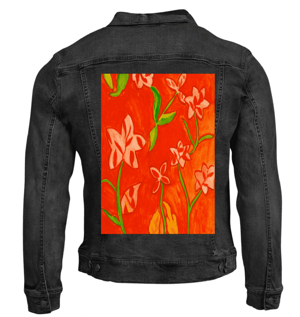 RUSTY FLOWERS by CANVAS and QUOTATIONS custom denim jacket by DenimINK