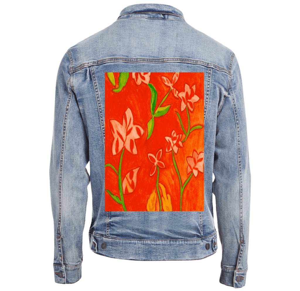RUSTY FLOWERS by CANVAS and QUOTATIONS custom denim jacket by DenimINK