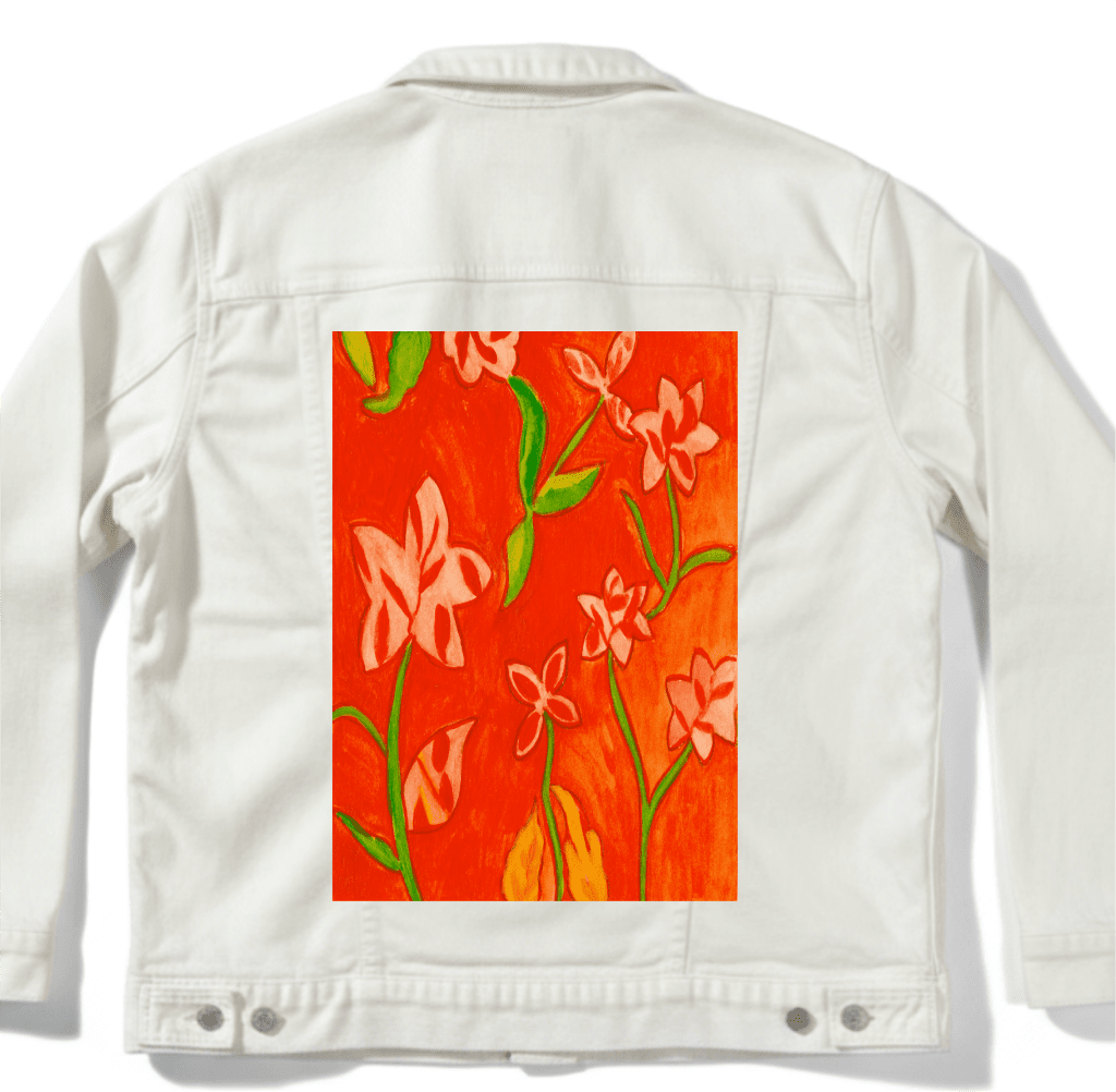RUSTY FLOWERS by CANVAS and QUOTATIONS custom denim jacket by DenimINK