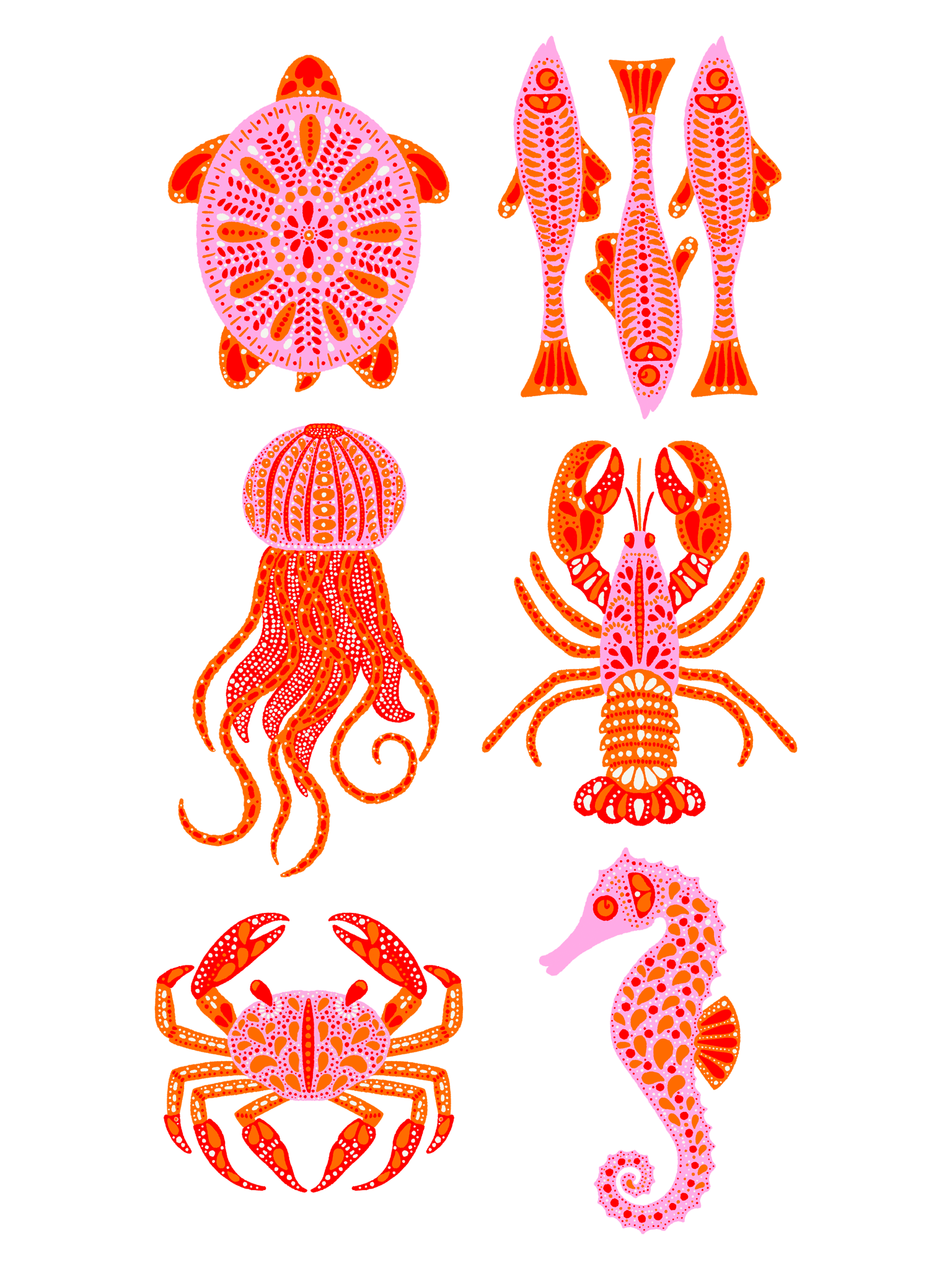 SEA ANIMALS by IndySign,printed by DenimINK on hand-crafted Denim Jackets and other denim products and other denim products: tote bags, throw pillows, table place mats, aprons