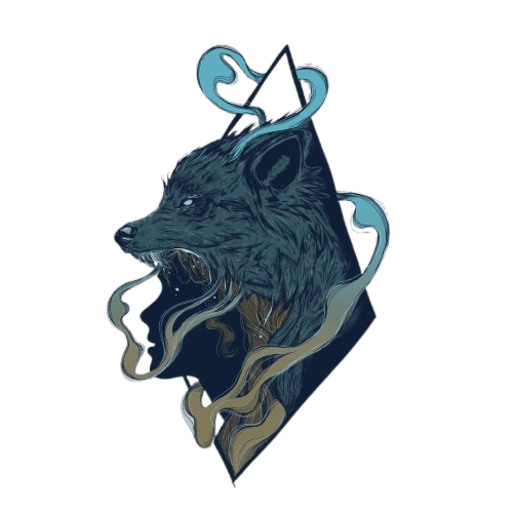 SKINWALKER by JESS ADAMS, digitally printed on DENIM products: throw pillows, aprons, table place mats, and hand-crafted Unisex Denim Jackets in 3 color choices