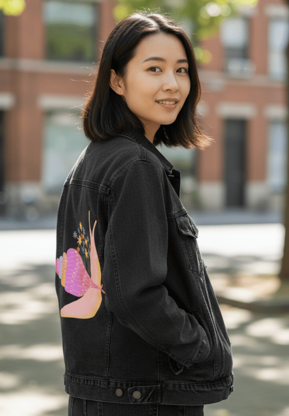 SNAIL MAIL by thearticsoul,printed by DenimINK on hand-crafted Denim Jackets and other denim products and other denim products: tote bags, throw pillows, table place mats, aprons