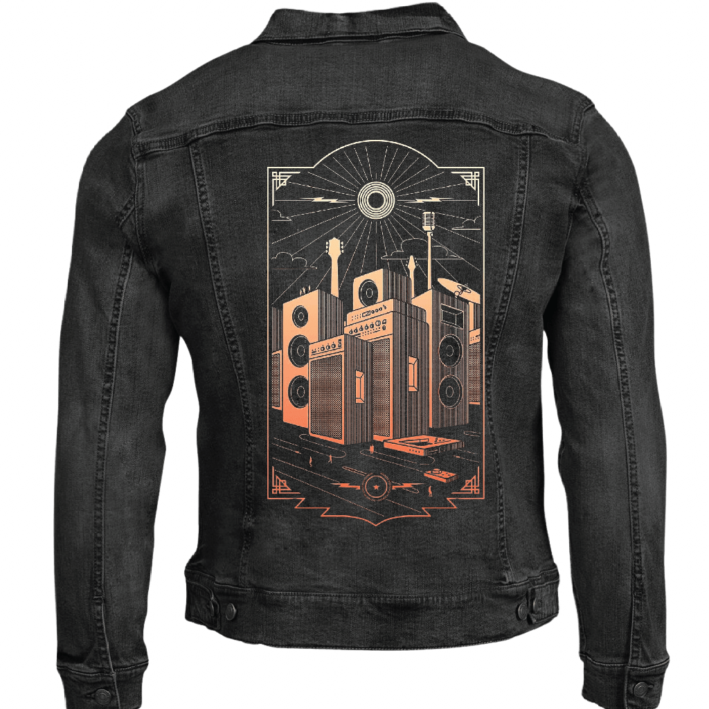 SOUND CITY by GRANT SHEPLEY custom denim jacket by DenimINK