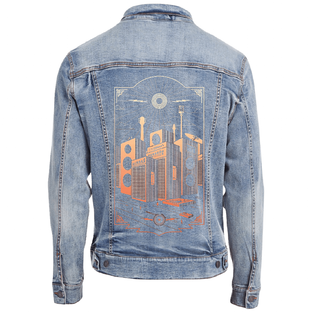 SOUND CITY by GRANT SHEPLEY custom denim jacket by DenimINK