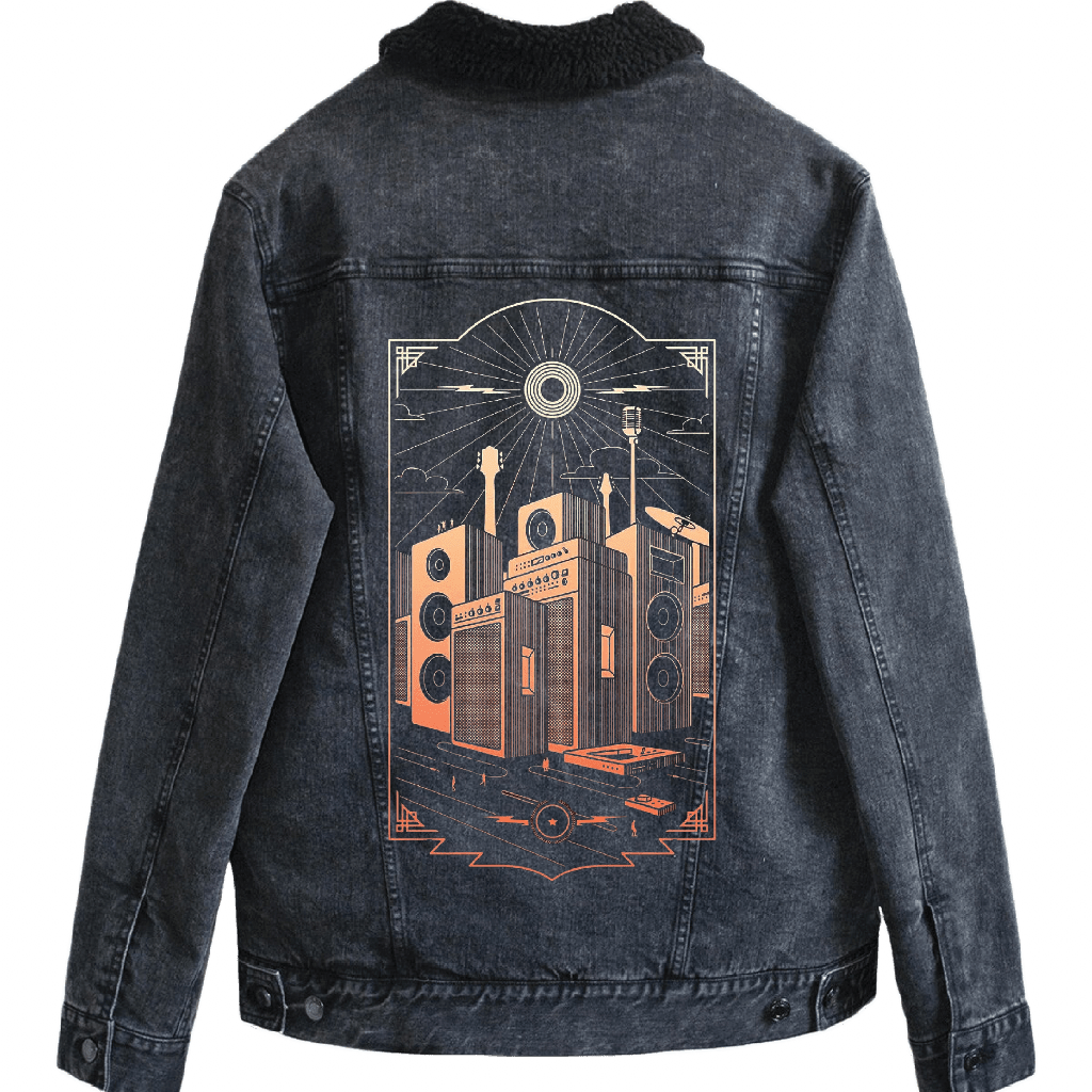 SOUND CITY by GRANT SHEPLEY custom denim jacket by DenimINK