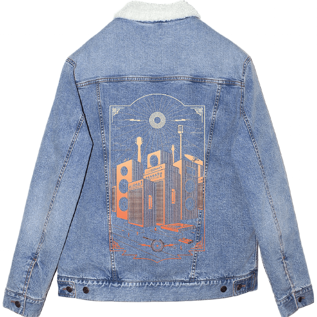 SOUND CITY by GRANT SHEPLEY custom denim jacket by DenimINK