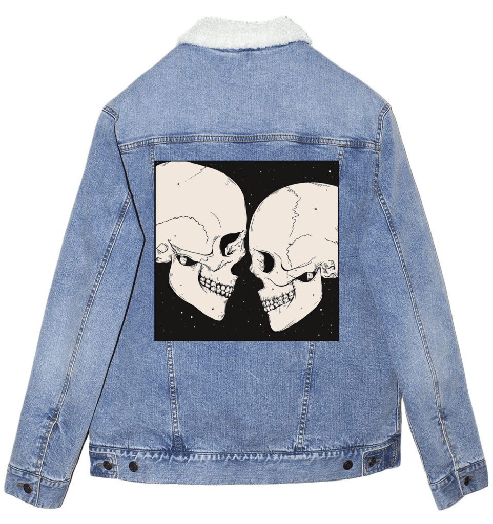 STAR CROSSED LOVERS with background by JESS ADAMS custom denim jacket by DenimINK