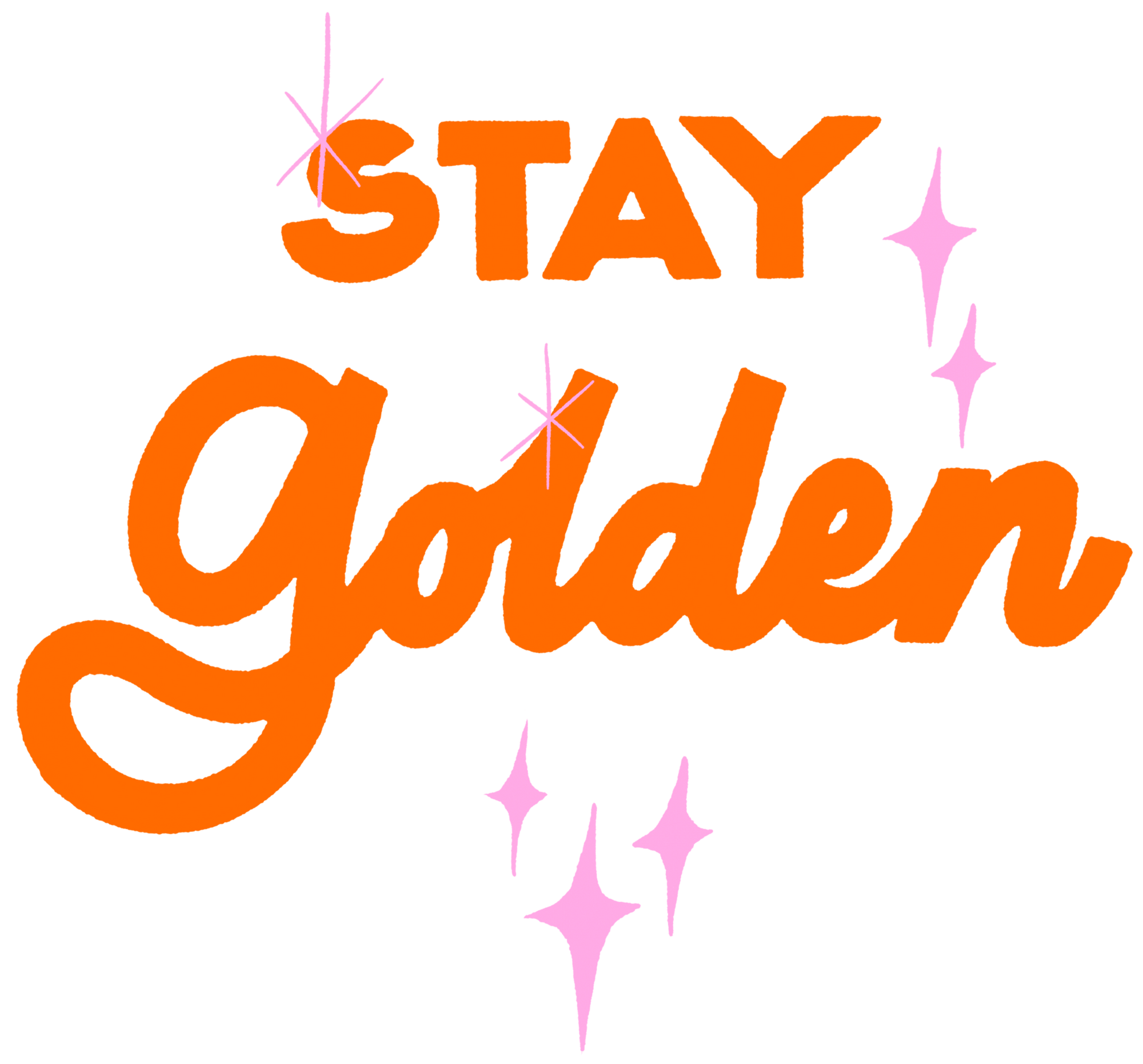 STAY GOLDEN by IndySign, printed on denim jackets and other denim products: tote bags, throw pillows, table place mats, aprons