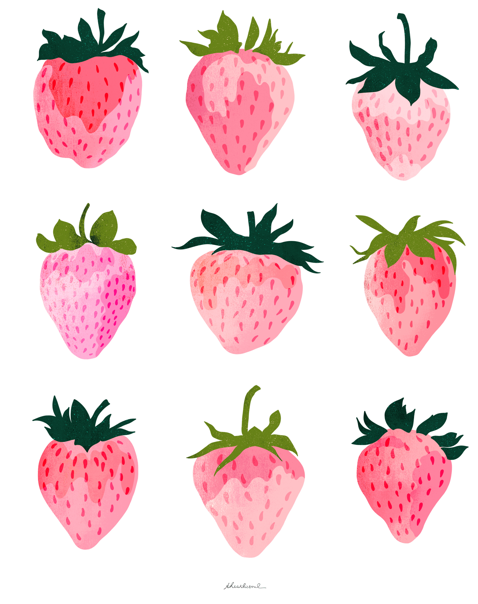 STRAWBERRY DREAMS by thearticsoul, printed on denim jackets and other denim products: tote bags, throw pillows, table place mats, aprons