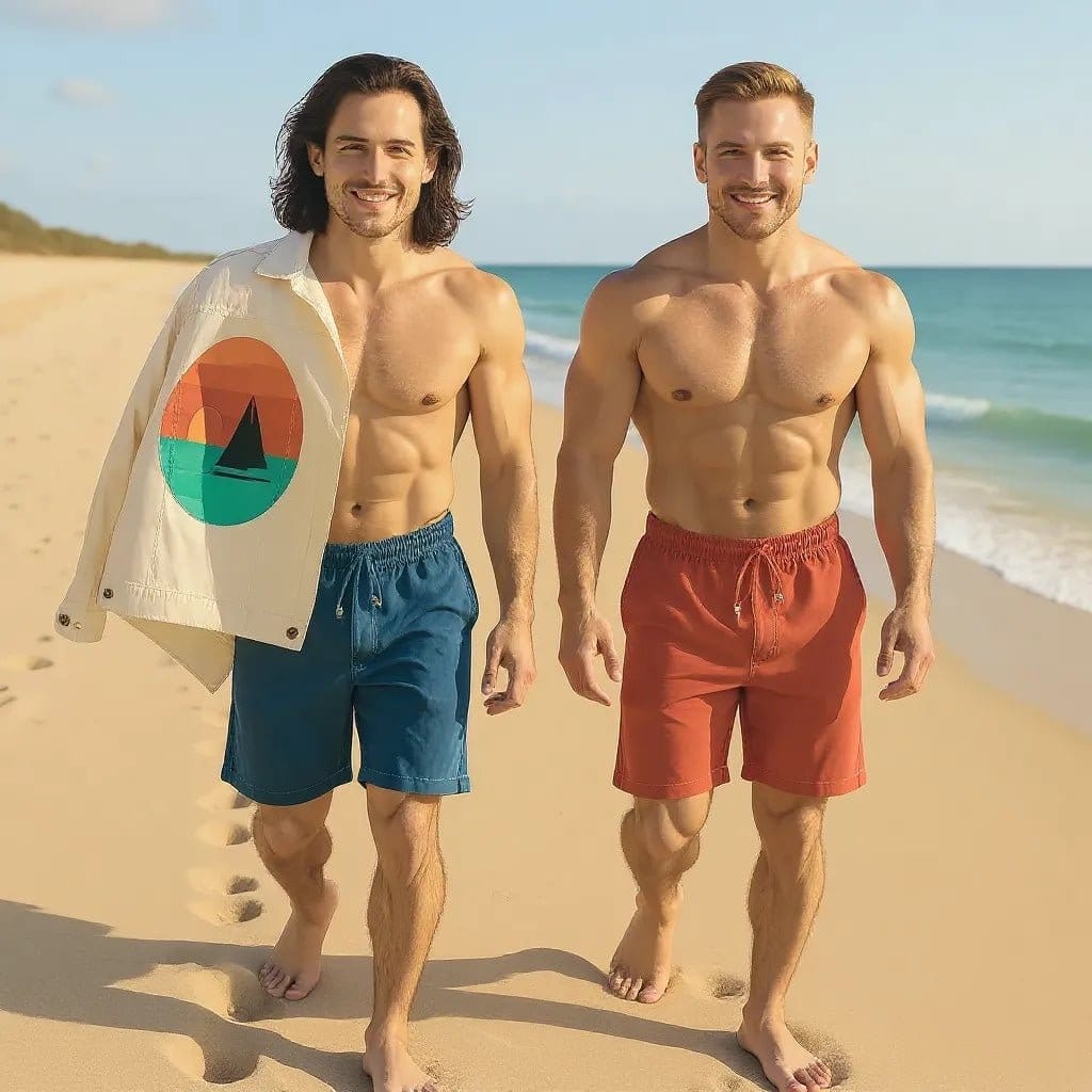 SUNDOWNERS by GRANT SHEPLEY, digitally printed on DENIM products: throw pillows, aprons, table place mats, and hand-crafted Unisex Denim Jackets in 3 color choices