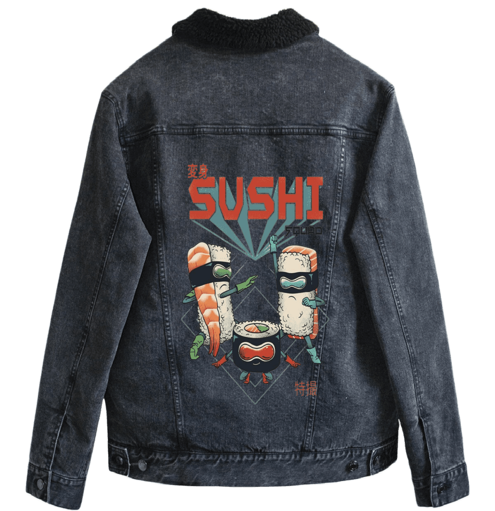 SUSHI SQUAD by VINCENT TRINIDAD custom denim jacket by DenimINK