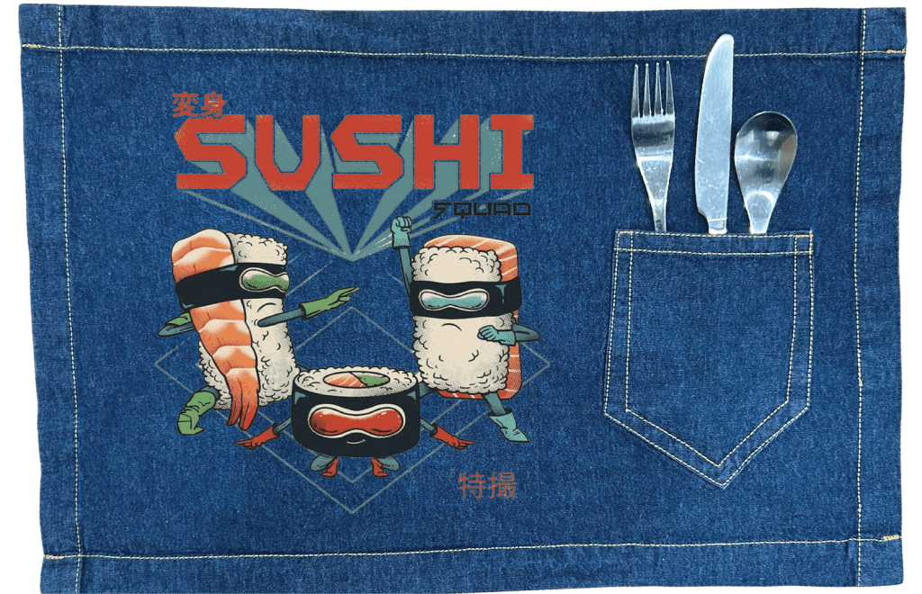 SUSHI SQUAD by VINCENT TRINIDAD custom denim jacket by DenimINK