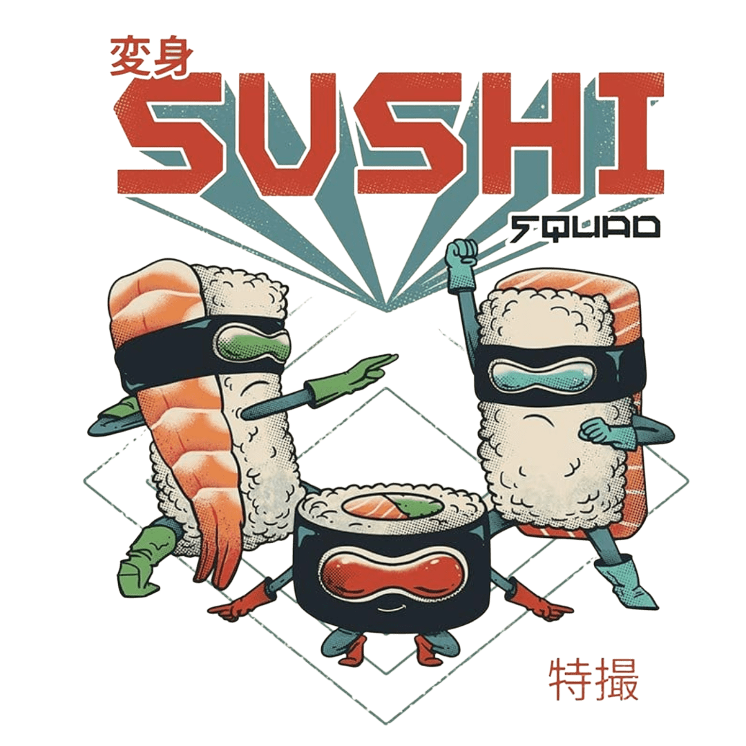 SUSHI SQUAD by VINCENT TRINIDAD custom denim jacket by DenimINK
