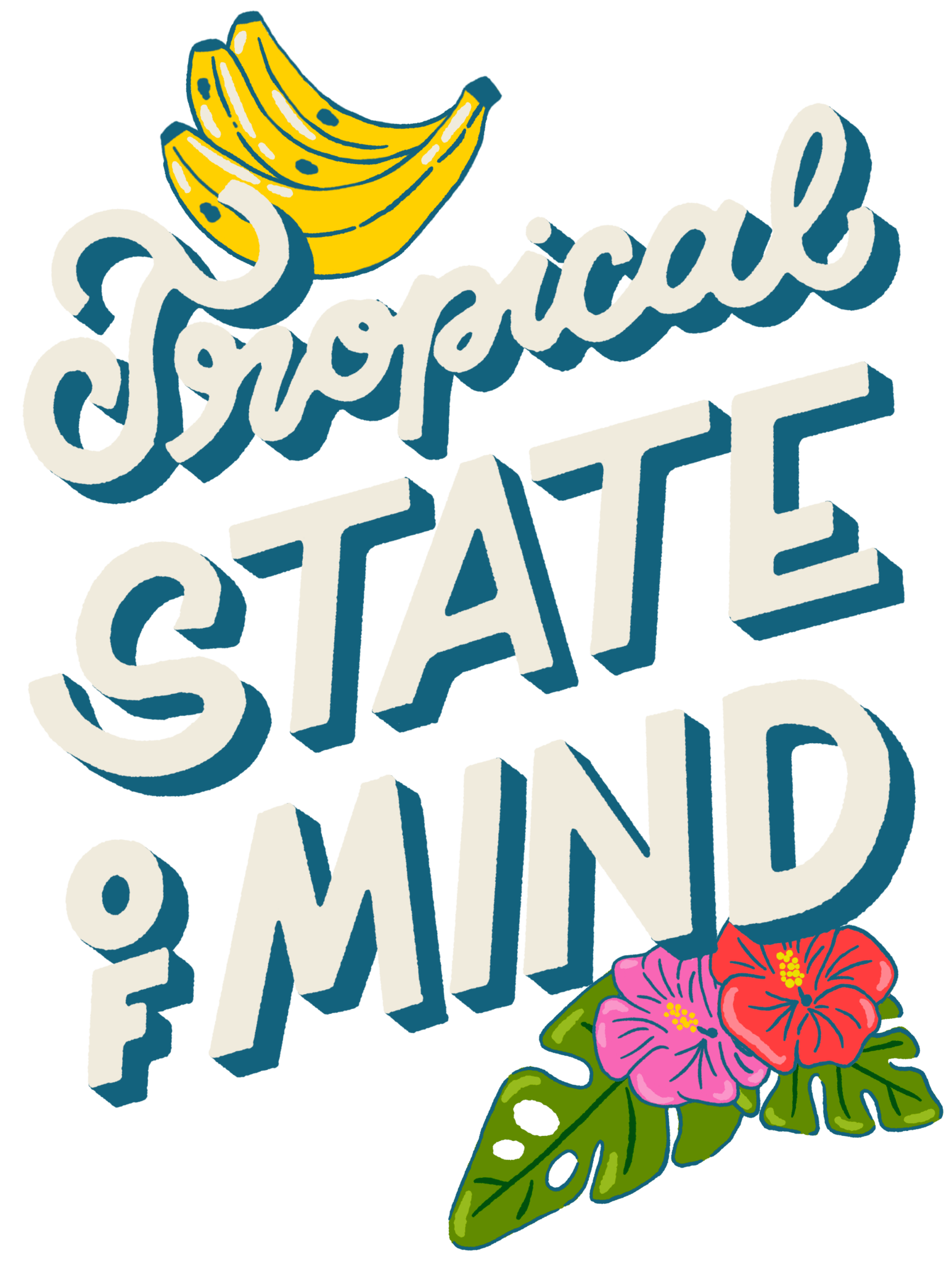 TROPICAL STATE OF MIND by IndySign, printed on denim jackets and other denim products: tote bags, throw pillows, table place mats, aprons