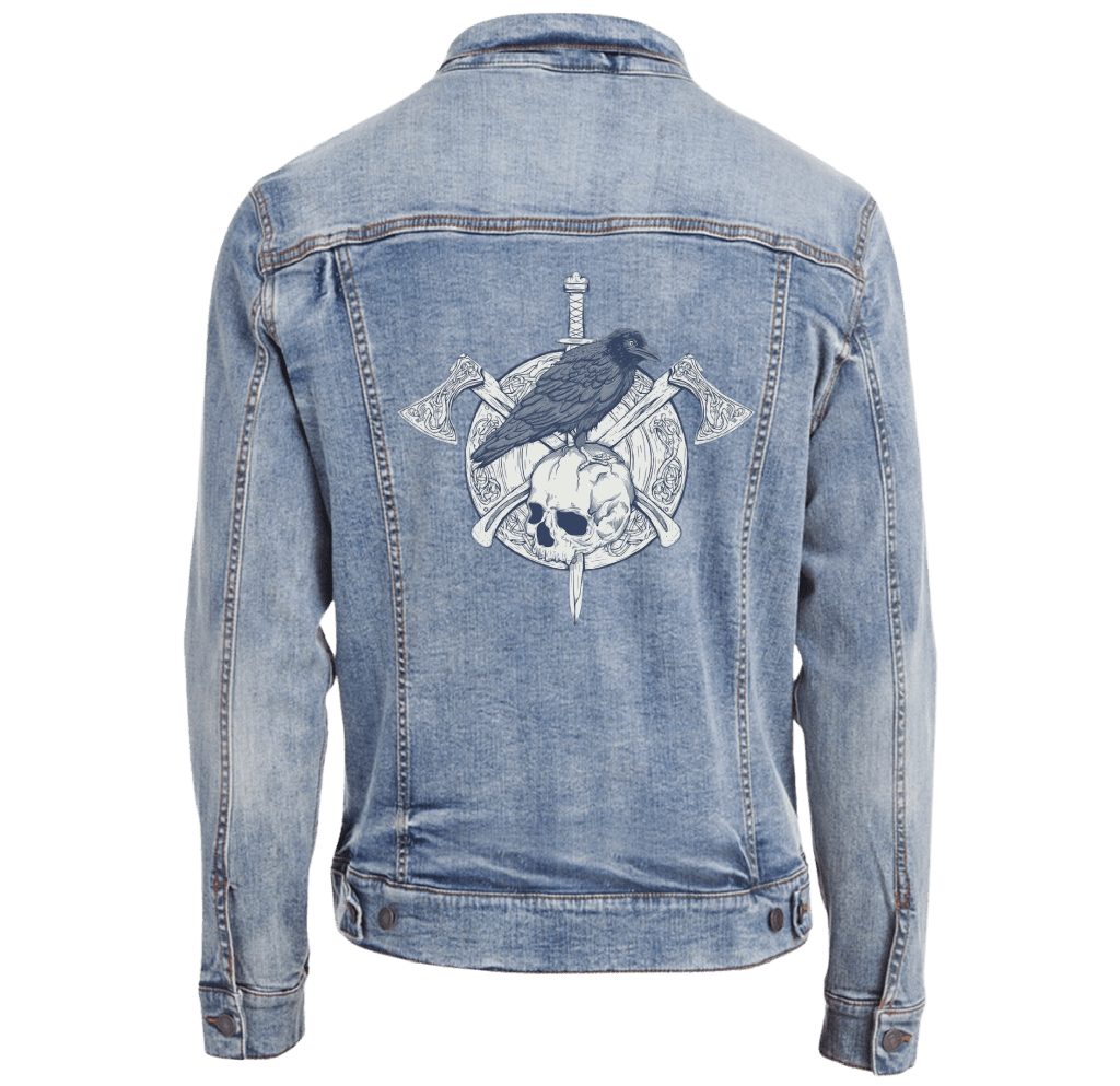 VIKINGS SHIELD by JESS ADAMS custom denim jacket by DenimINK