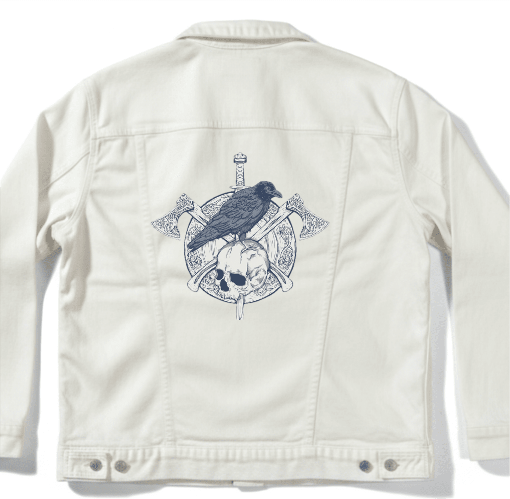 VIKINGS SHIELD by JESS ADAMS custom denim jacket by DenimINK