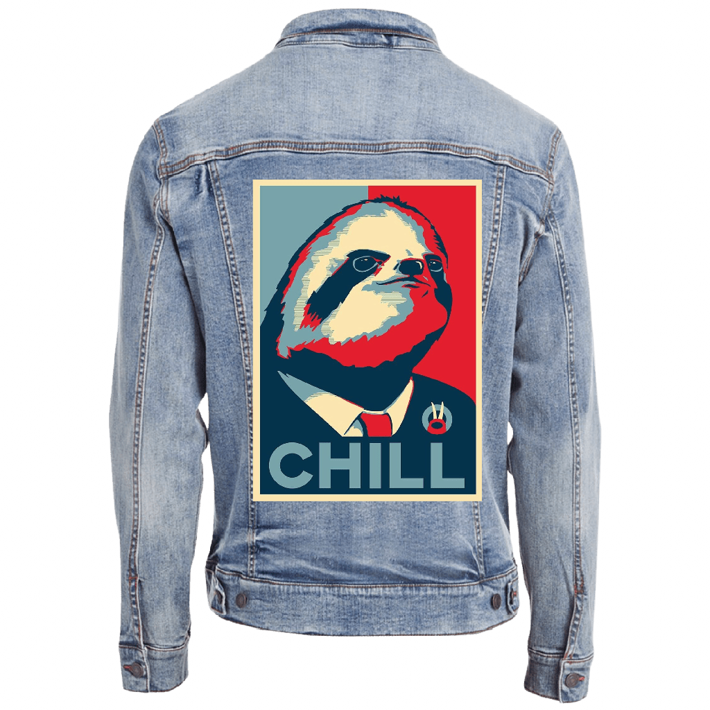 VOTE SLOTH by GRANT SHEPLEY custom denim jacket by DenimINK