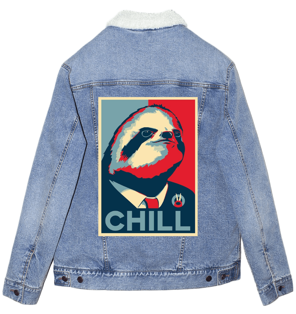 VOTE SLOTH by GRANT SHEPLEY custom denim jacket by DenimINK