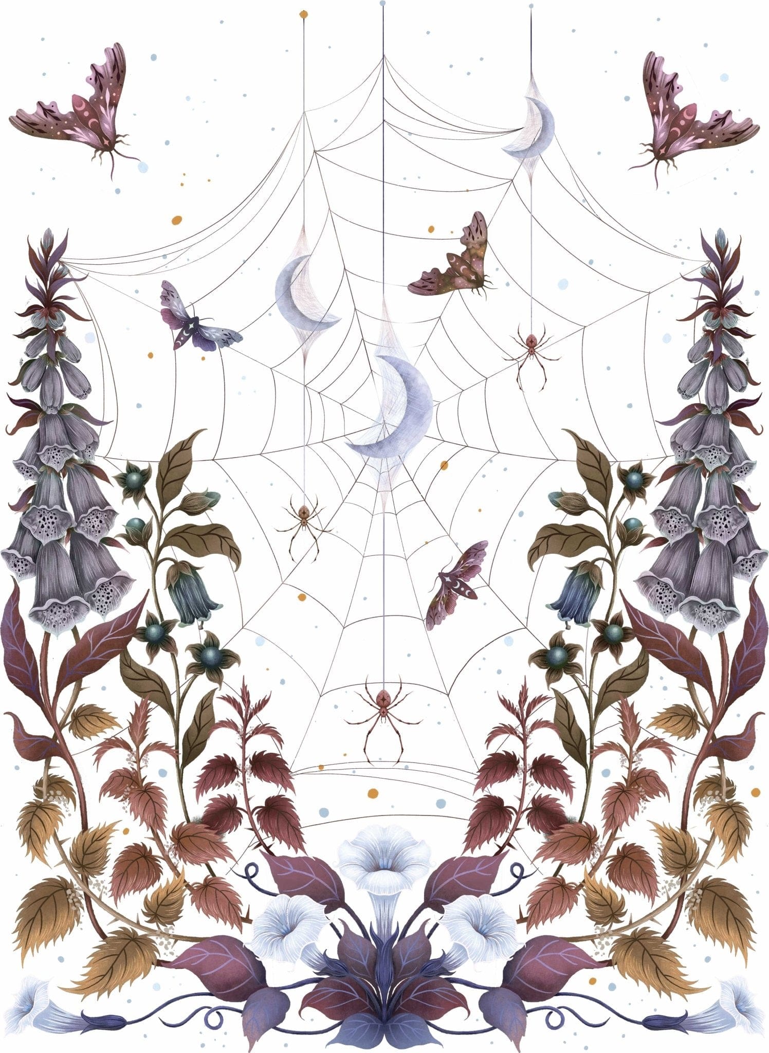 WITCH GARDEN by EPISODIC DRAWING, printed on denim jackets and other denim products: tote bags, throw pillows, table place mats, aprons