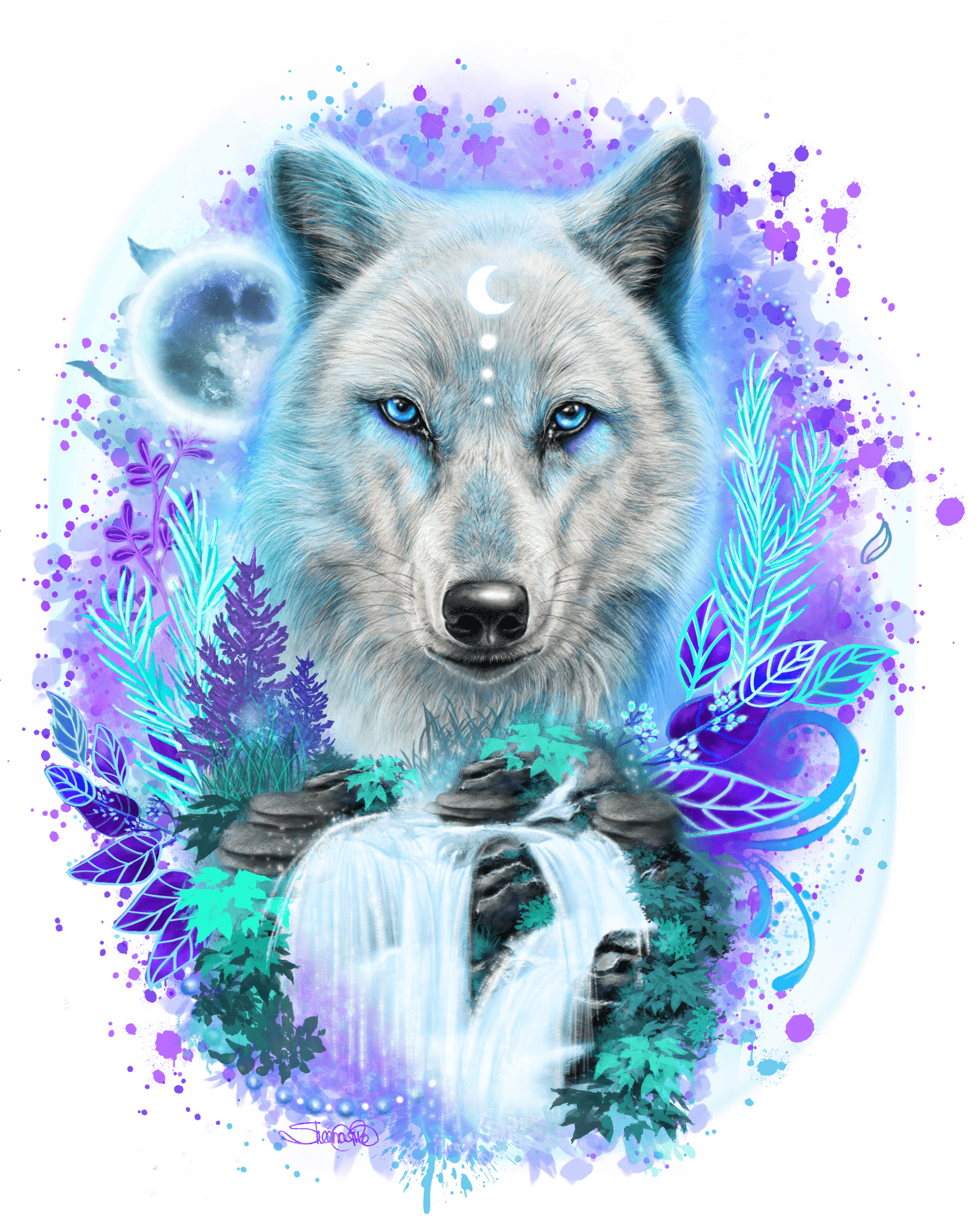 WOLF SPIRIT by SHEENA PIKE, printed on denim jackets and other denim products: tote bags, throw pillows, table place mats, aprons