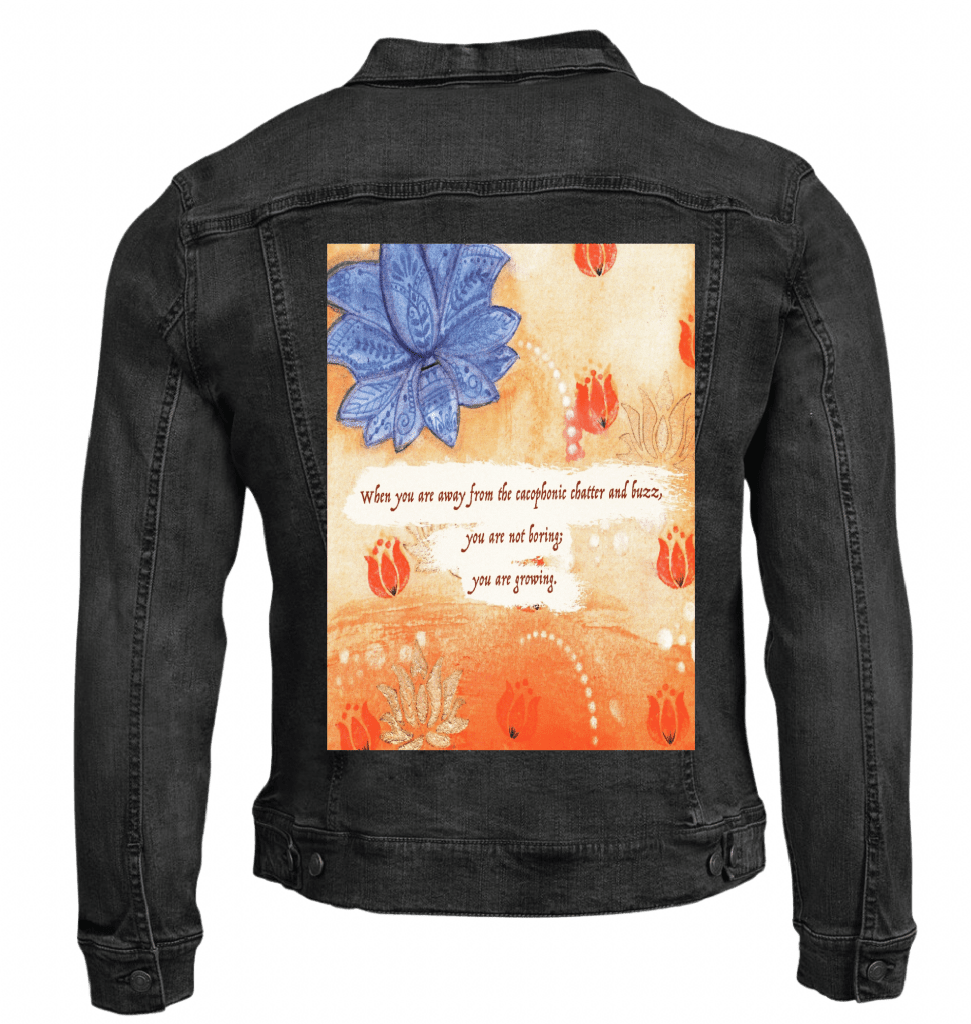 YOU ARE NOT BORING by CANVAS and QUOTATIONS custom denim jacket by DenimINK