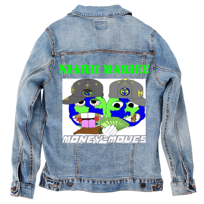 Customer Designed Custom Denim Jacket (hand-crafted) with 3 color choices of jacket: Stonewash, White, or Black. Unisex XS S M L XL 2X 3X. USA hand-crafted and USA digitally printed. Ships free within the USA & also ships Internationally.