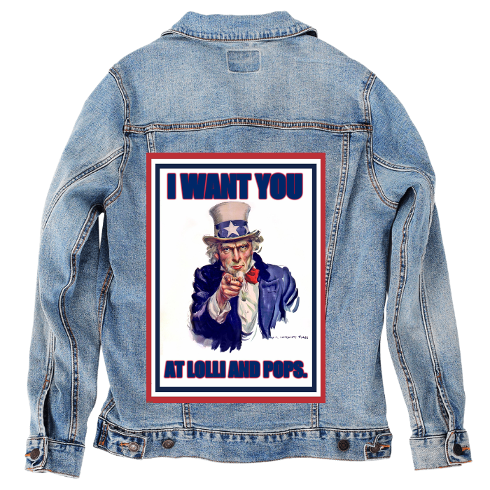 Customer Designed Custom Denim Jacket (hand-crafted) with 3 color choices of jacket: Stonewash, White, or Black. Unisex XS S M L XL 2X 3X. USA hand-crafted and USA digitally printed. Ships free within the USA & also ships Internationally.