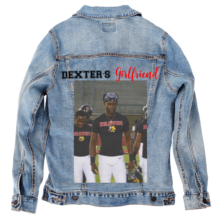 Customer Designed Custom Denim Jacket (hand-crafted) with 3 color choices of jacket: Stonewash, White, or Black. Unisex XS S M L XL 2X 3X. USA hand-crafted and USA digitally printed. Ships free within the USA & also ships Internationally.