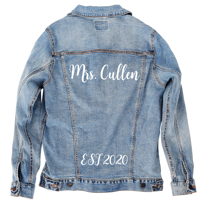 Customer Designed Custom Denim Jacket (hand-crafted) with 3 color choices of jacket: Stonewash, White, or Black. Unisex XS S M L XL 2X 3X. USA hand-crafted and USA digitally printed. Ships free within the USA & also ships Internationally.