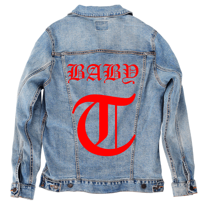 Customer Designed Custom Denim Jacket (hand-crafted) with 3 color choices of jacket: Stonewash, White, or Black. Unisex XS S M L XL 2X 3X. USA hand-crafted and USA digitally printed. Ships free within the USA & also ships Internationally.