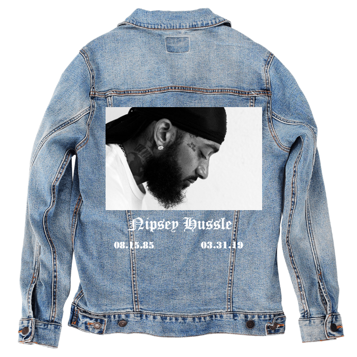 Customer Designed Custom Denim Jacket (hand-crafted) with 3 color choices of jacket: Stonewash, White, or Black. Unisex XS S M L XL 2X 3X. USA hand-crafted and USA digitally printed. Ships free within the USA & also ships Internationally.