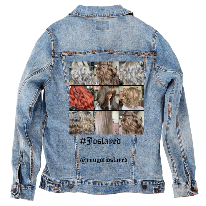 Customer Designed Custom Denim Jacket (hand-crafted) with 3 color choices of jacket: Stonewash, White, or Black. Unisex XS S M L XL 2X 3X. USA hand-crafted and USA digitally printed. Ships free within the USA & also ships Internationally.