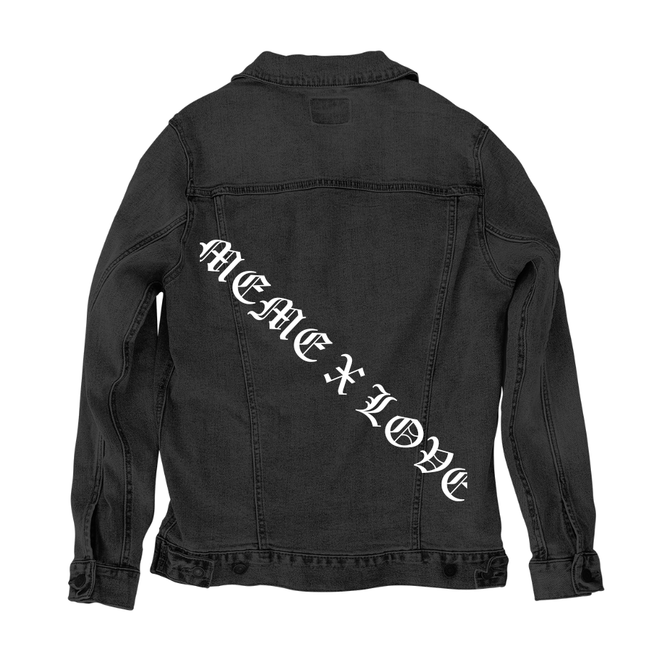 Customer Designed Custom Denim Jacket (hand-crafted) with 3 color choices of jacket: Stonewash, White, or Black. Unisex XS S M L XL 2X 3X. USA hand-crafted and USA digitally printed. Ships free within the USA & also ships Internationally.