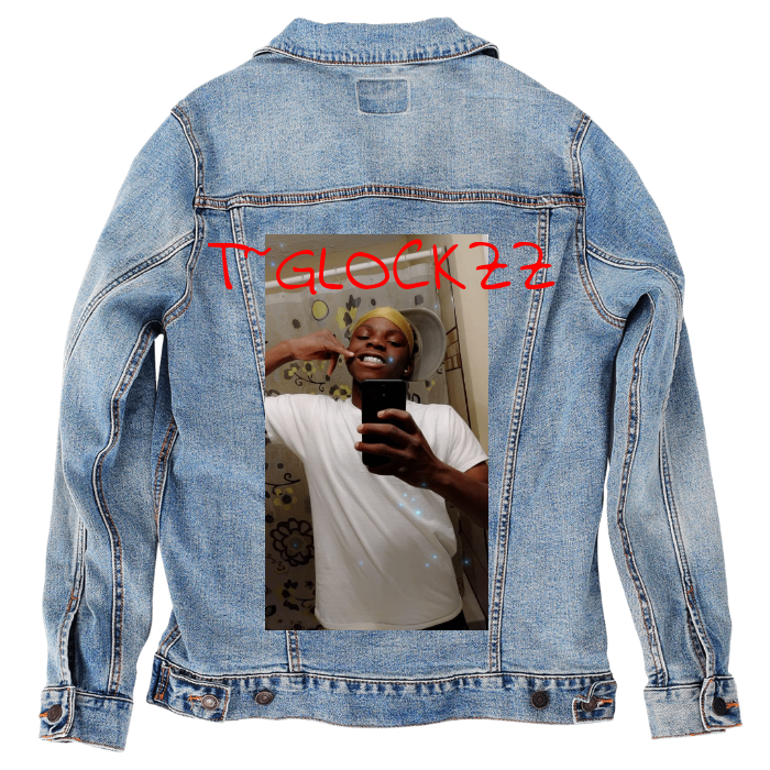 Customer Designed Custom Denim Jacket (hand-crafted) with 3 color choices of jacket: Stonewash, White, or Black. Unisex XS S M L XL 2X 3X. USA hand-crafted and USA digitally printed. Ships free within the USA & also ships Internationally.