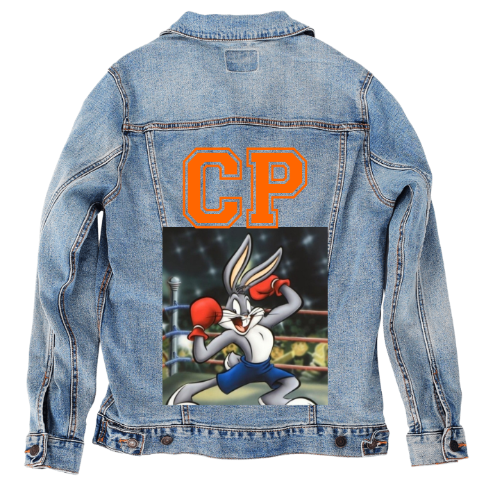 Customer Designed Custom Denim Jacket (hand-crafted) with 3 color choices of jacket: Stonewash, White, or Black. Unisex XS S M L XL 2X 3X. USA hand-crafted and USA digitally printed. Ships free within the USA & also ships Internationally.