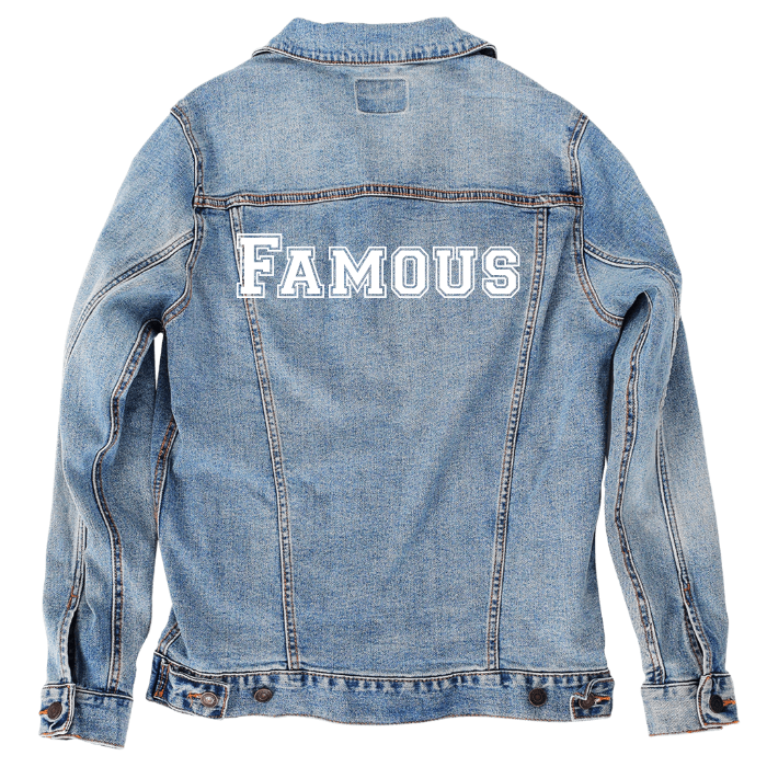 Customer Designed Custom Denim Jacket (hand-crafted) with 3 color choices of jacket: Stonewash, White, or Black. Unisex XS S M L XL 2X 3X. USA hand-crafted and USA digitally printed. Ships free within the USA &amp; also ships Internationally.