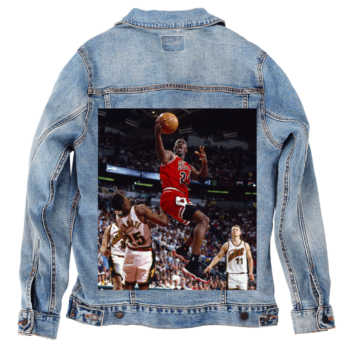 Customer Designed Custom Denim Jacket (hand-crafted) with 3 color choices of jacket: Stonewash, White, or Black. Unisex XS S M L XL 2X 3X. USA hand-crafted and USA digitally printed. Ships free within the USA & also ships Internationally.