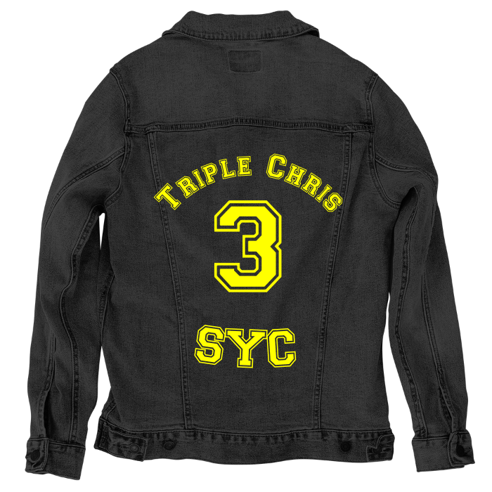 Customer Designed Custom Denim Jacket (hand-crafted) with 3 color choices of jacket: Stonewash, White, or Black. Unisex XS S M L XL 2X 3X. USA hand-crafted and USA digitally printed. Ships free within the USA & also ships Internationally.