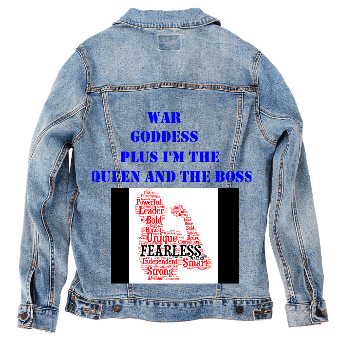 Customer Designed Custom Denim Jacket (hand-crafted) with 3 color choices of jacket: Stonewash, White, or Black. Unisex XS S M L XL 2X 3X. USA hand-crafted and USA digitally printed. Ships free within the USA & also ships Internationally.