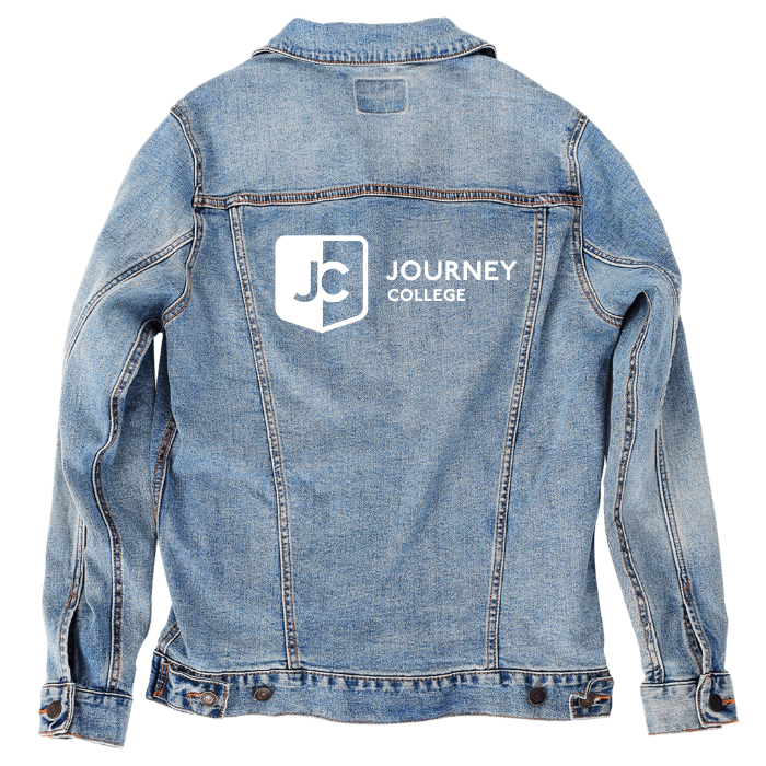Customer Designed Custom Denim Jacket (hand-crafted) with 3 color choices of jacket: Stonewash, White, or Black. Unisex XS S M L XL 2X 3X. USA hand-crafted and USA digitally printed. Ships free within the USA & also ships Internationally.