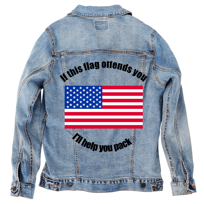 Customer Designed Custom Denim Jacket (hand-crafted) with 3 color choices of jacket: Stonewash, White, or Black. Unisex XS S M L XL 2X 3X. USA hand-crafted and USA digitally printed. Ships free within the USA & also ships Internationally.